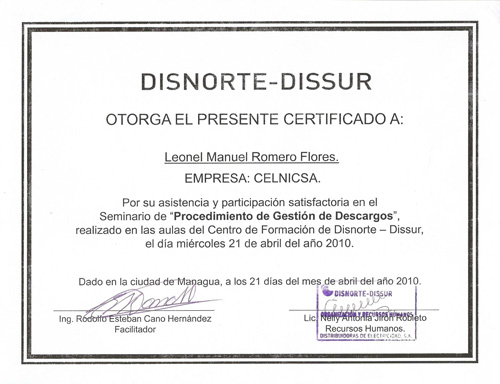 Certificado: Procedimiento gestión de descargo.