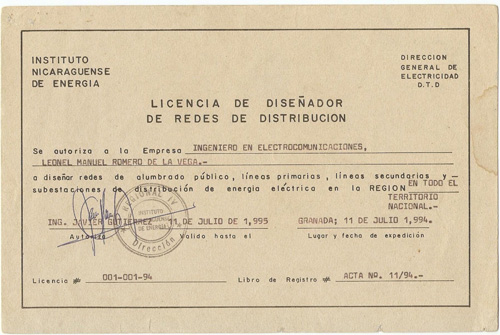 Licencia INE 1994