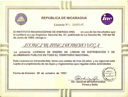 Licencia INE 1997