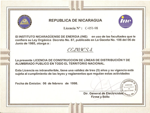 Licencia INE 1998