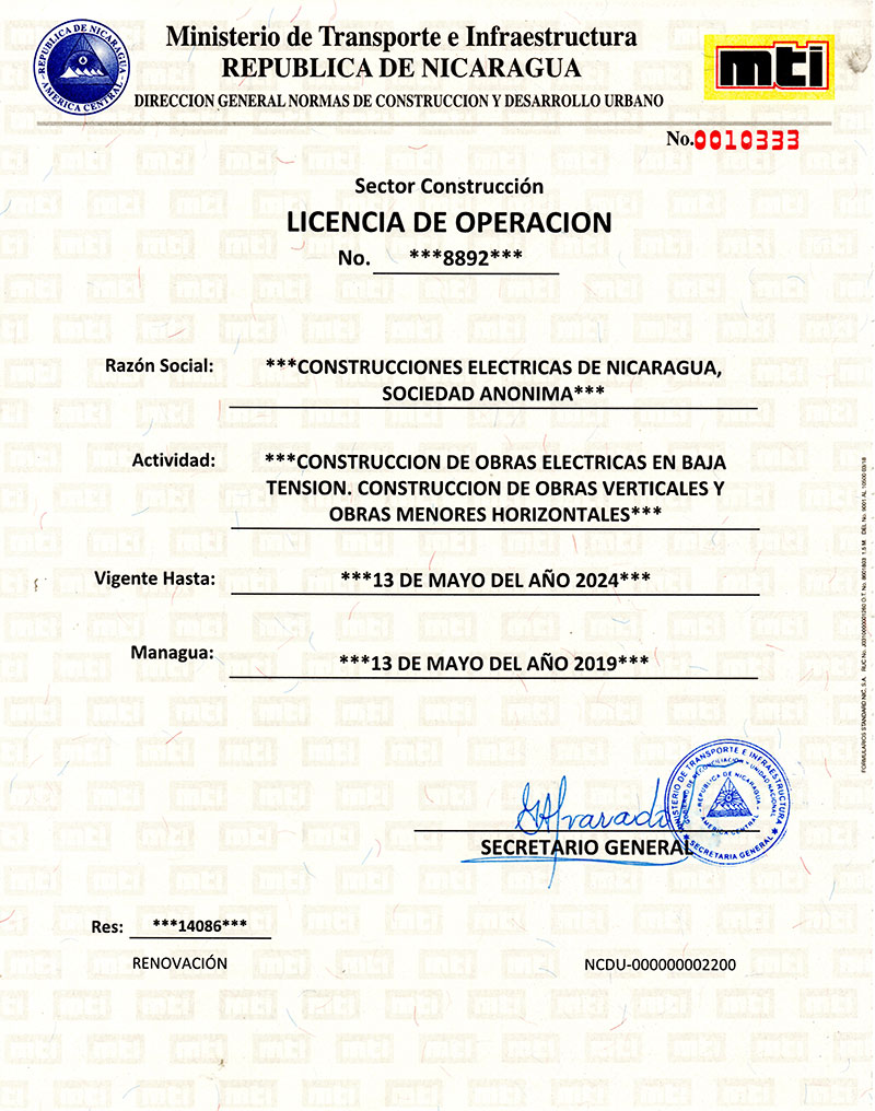 Licencia MTI 2019